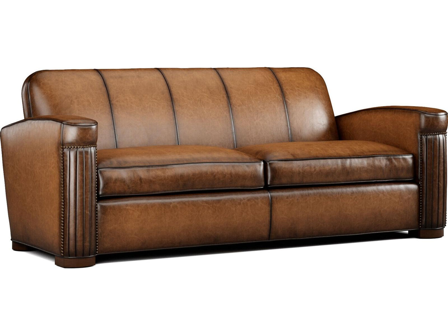 Jacques Leather Sofa with Nailhead Trim