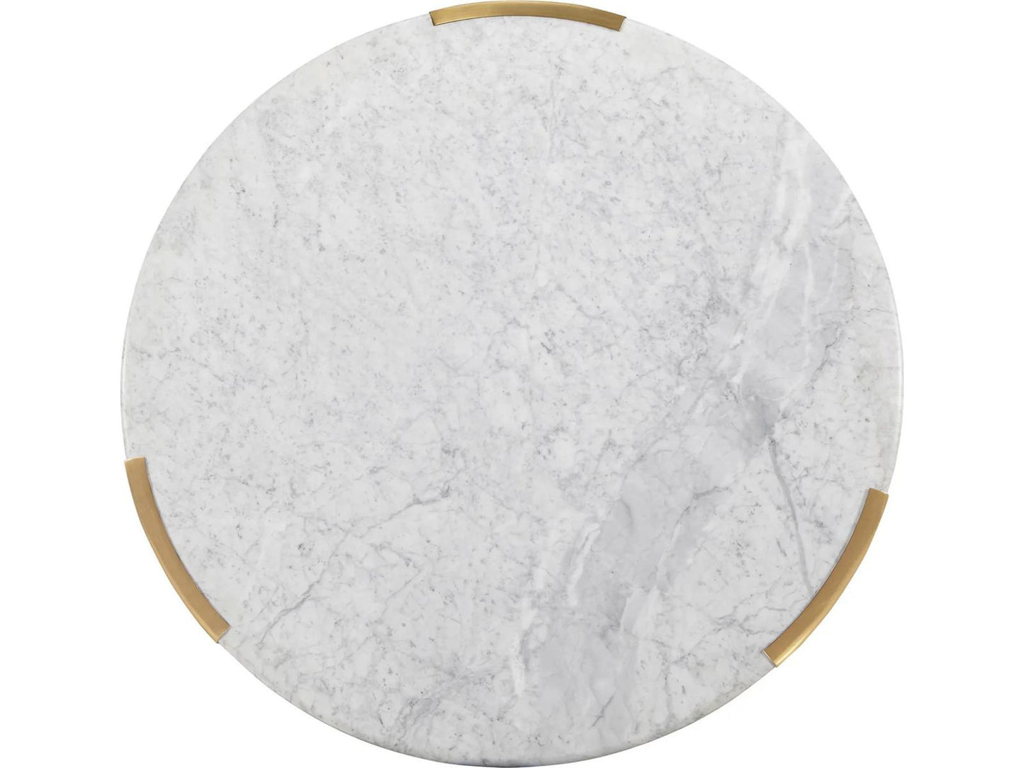 Chloe Round Coffee Table with White Carrera Marble Top and Brass Base