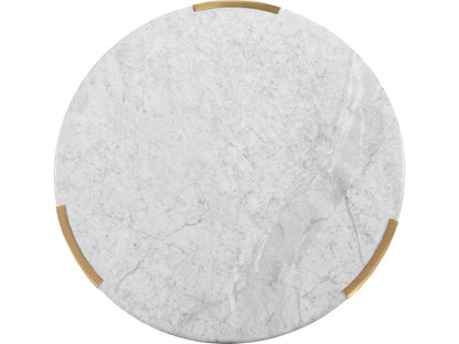 Chloe Round Coffee Table with White Carrera Marble Top and Brass Base
