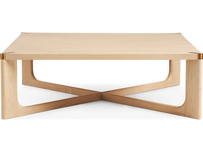 Knox Square Coffee Table in Natural Oak with Brass Accents