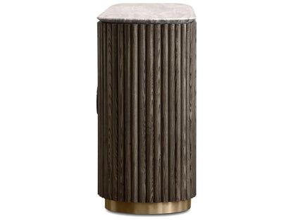Koii 76-Inch Ash Wood Sideboard with Silver Grey Travertine Top