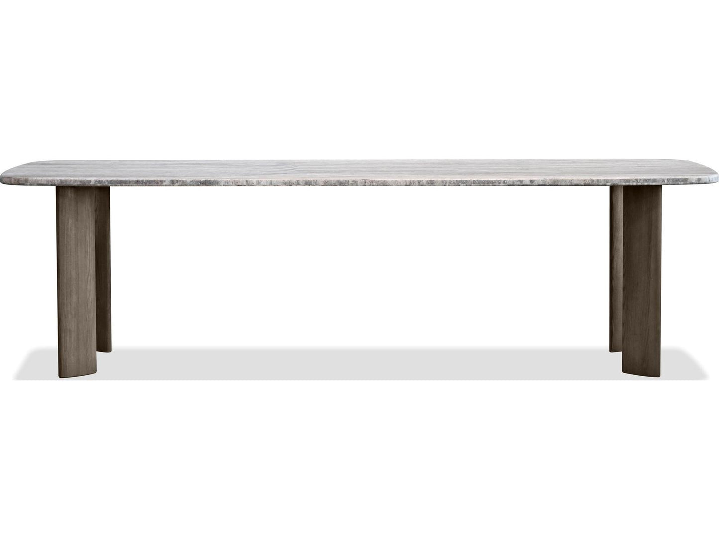 Shoku Rectangular Silver Grey Travertine Marble Top Dining Table
