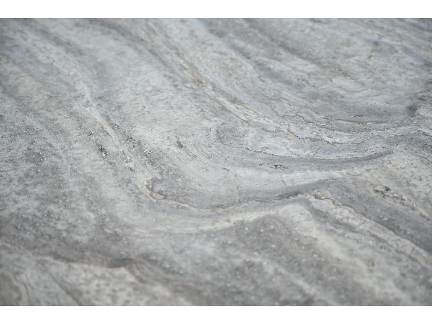 Shoku Rectangular Silver Grey Travertine Marble Top Dining Table