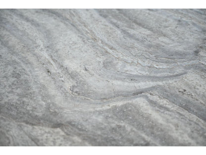 Shoku Rectangular Silver Grey Travertine Marble Top Dining Table