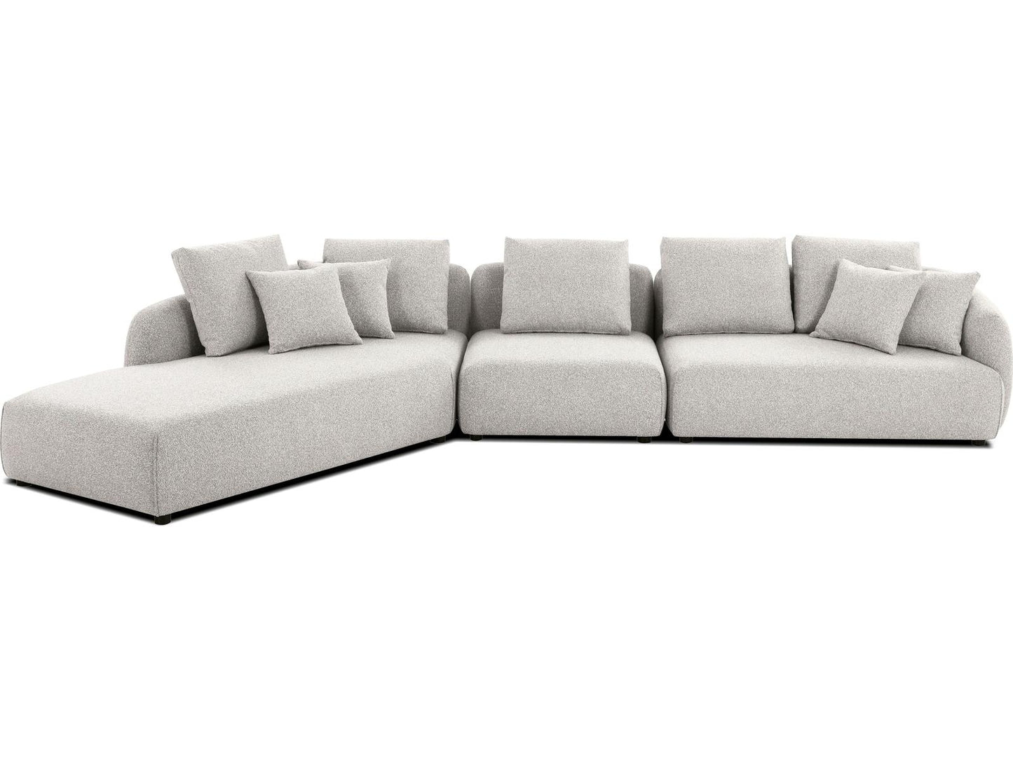 Saba 3-Piece Chaise Facing Left Oat Tweed Fabric Sectional Sofa