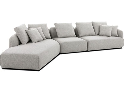 Saba 3-Piece Chaise Facing Left Oat Tweed Fabric Sectional Sofa