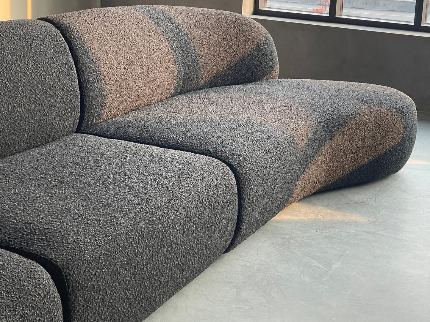 Moritz 3-Piece Sectional Sofa in Gray Licorice Boucle Fabric