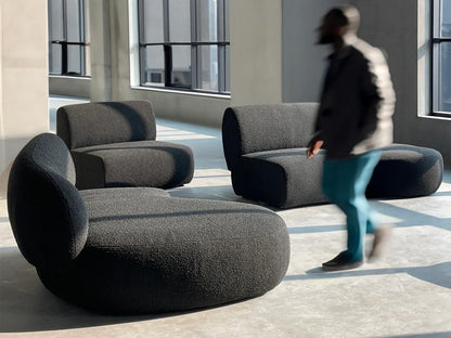 Moritz 3-Piece Sectional Sofa in Gray Licorice Boucle Fabric