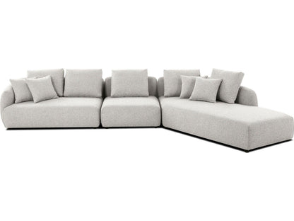 Saba 3-Piece Oat Tweed Fabric Sectional Sofa