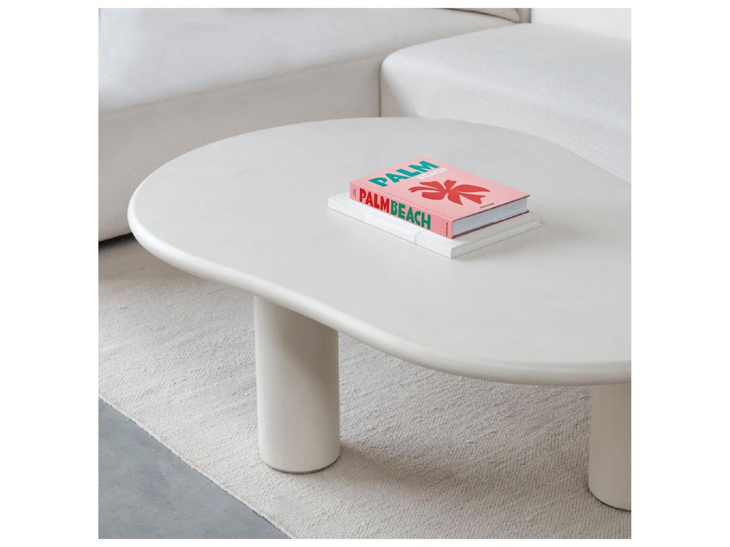 Puddle Organic Shape Coffee Table in Ivory Tusk Microskin