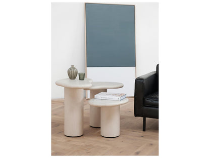 Puddle Organic Shape Coffee Table in Ivory Tusk Microskin