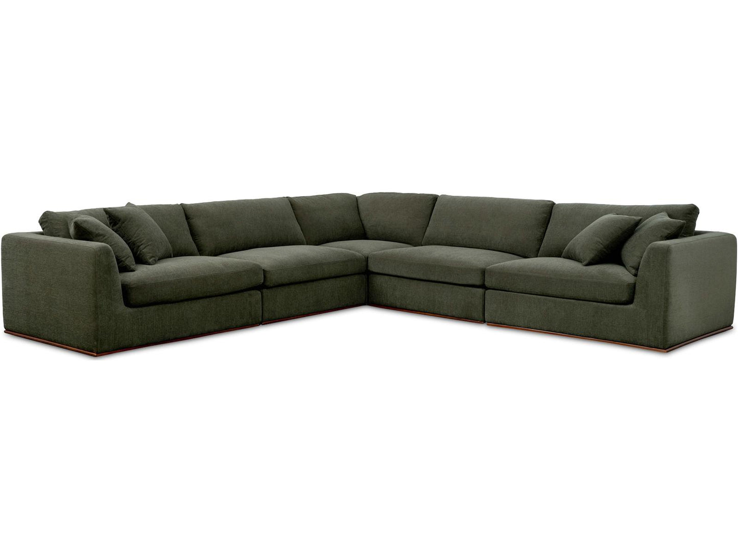Rue 5-Piece Modular Upholstered Sectional Sofa in Dark Green
