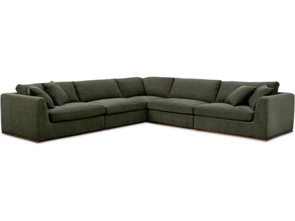 Rue 5-Piece Modular Upholstered Sectional Sofa in Dark Green