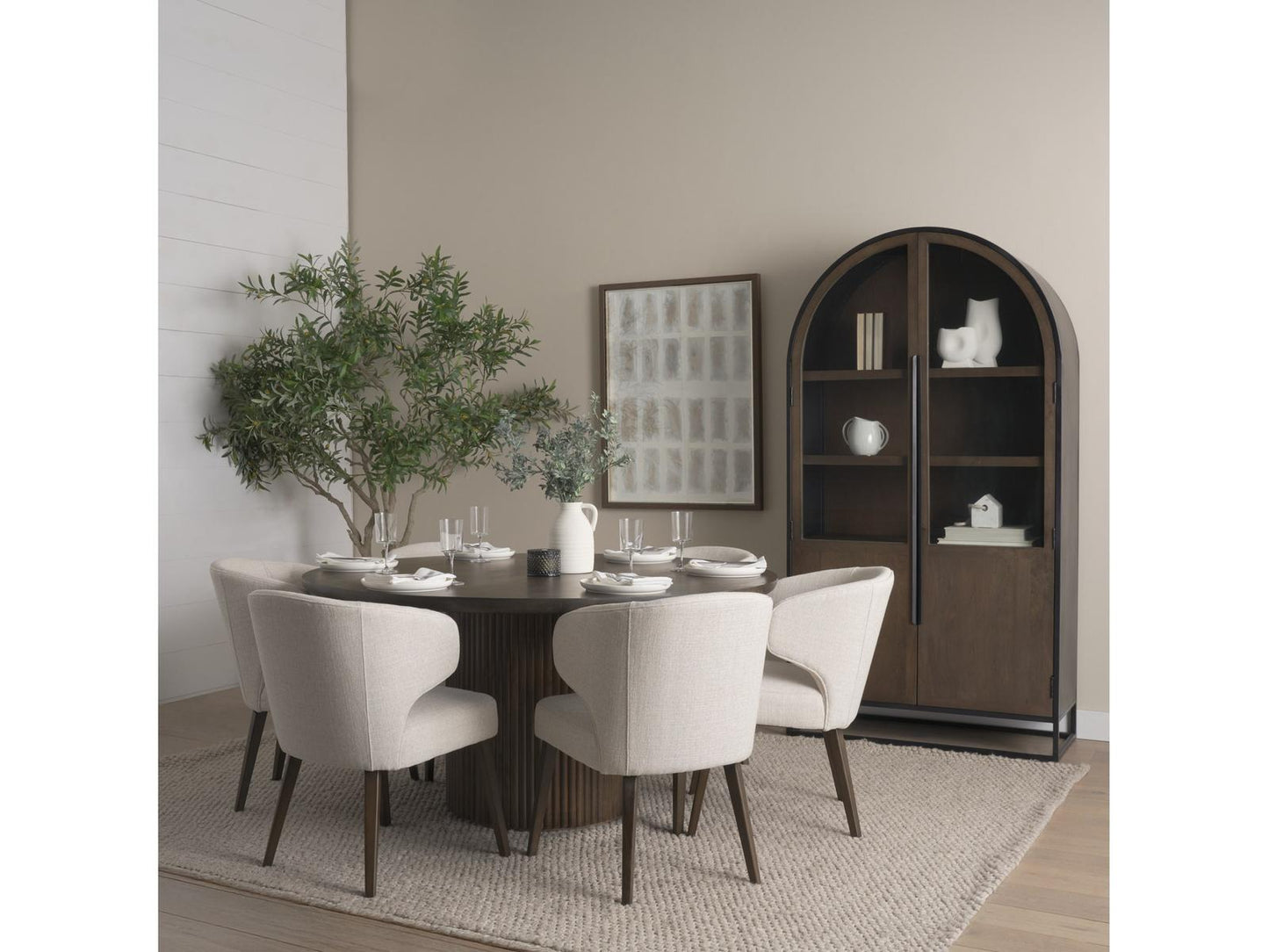 Terra Fluted Dining Table - 6 Niles Chairs - Sloan Cabinet