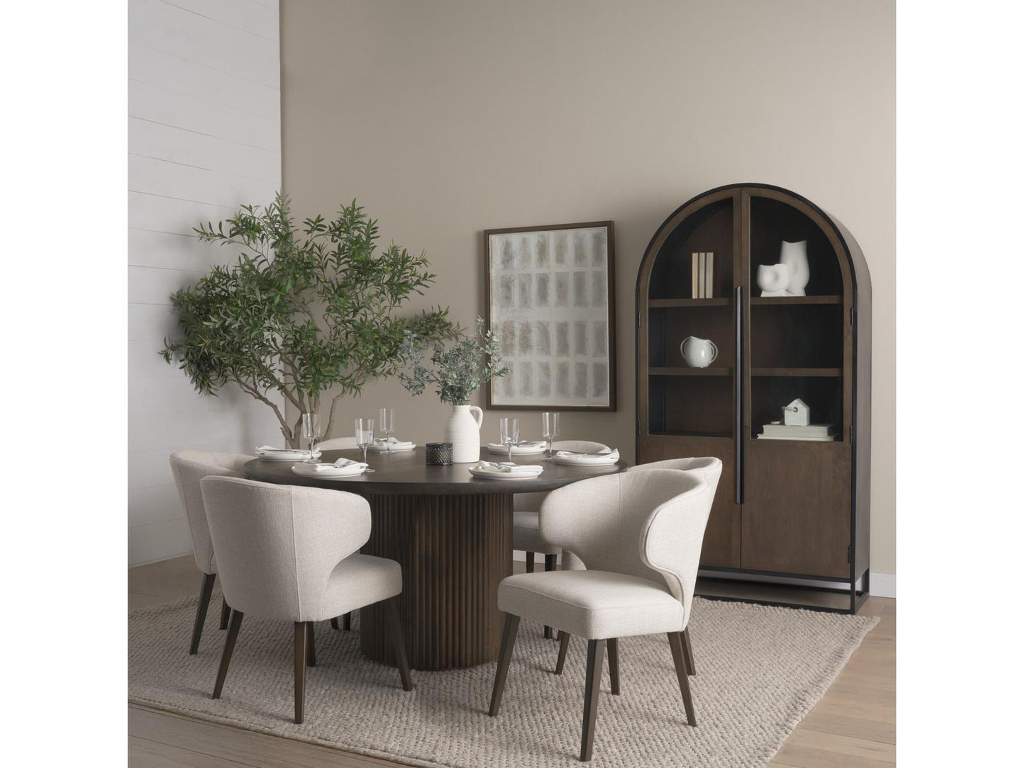 Terra Fluted Dining Table - 6 Niles Chairs - Sloan Cabinet