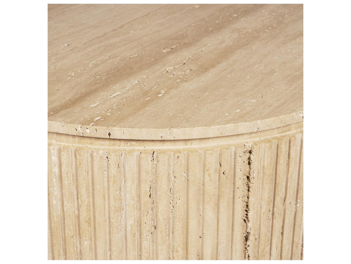 Mercana Elara Ribbed Oblong Travertine Coffee Table