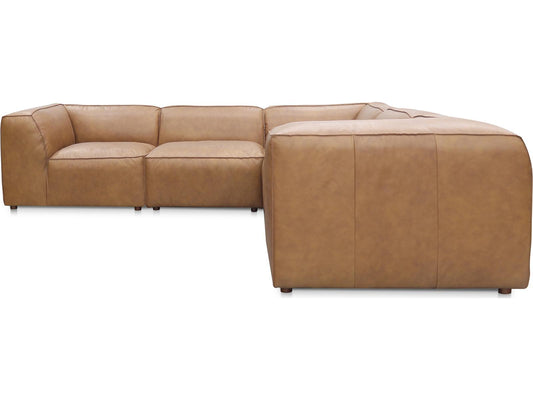 Form 5-Seat Full Top-Grain Leather Sectional Sofa in Sonoran Tan