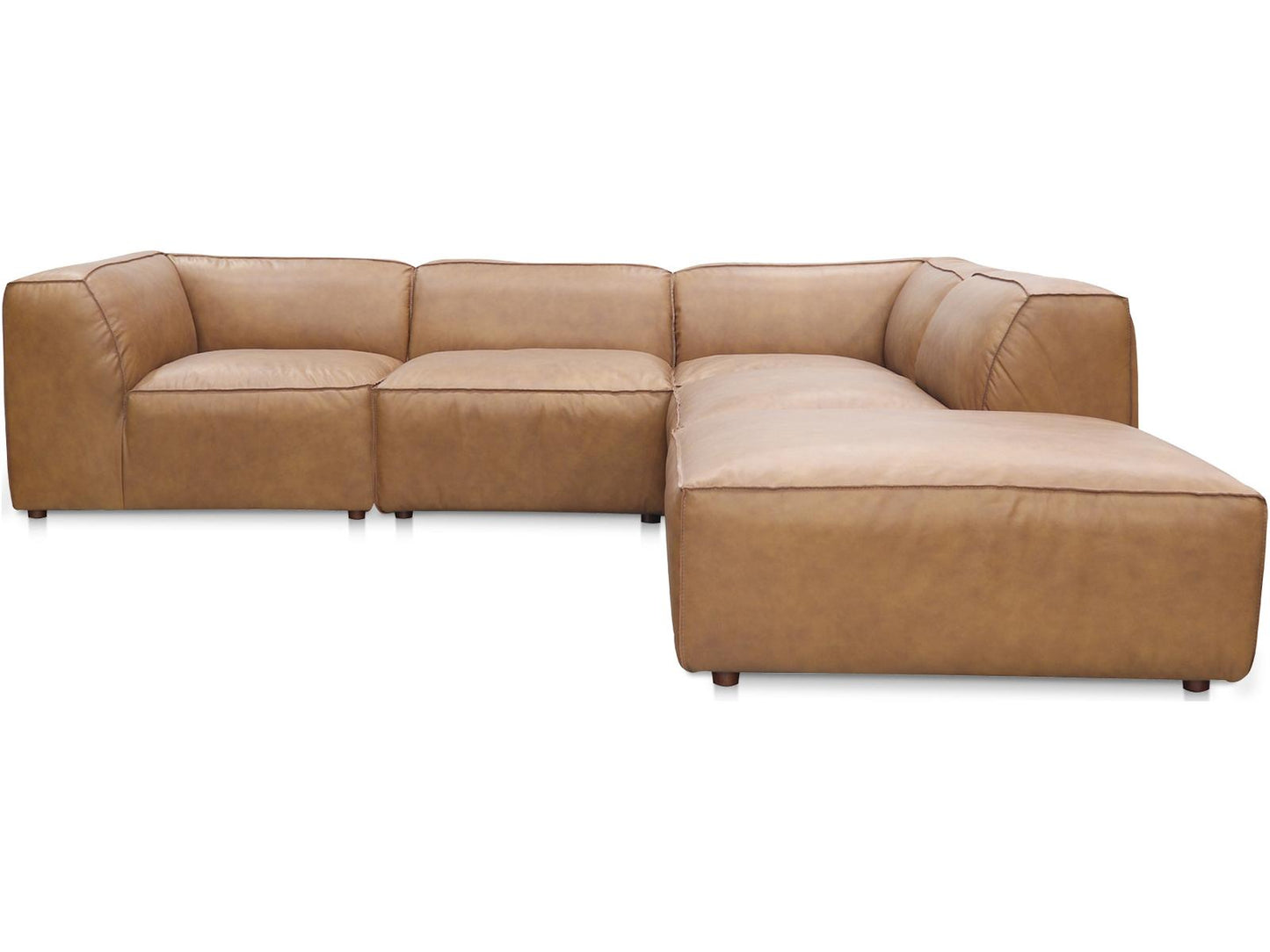 Form 5-Seat Modular Brown Leather Sectional Sofa