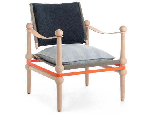Twain Accent Chair with Leather Arms and Fabric Upholstery