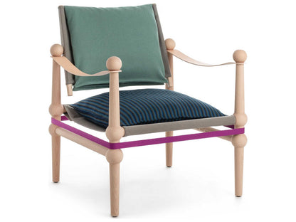 Twain Accent Chair with Leather Arms and Fabric Upholstery
