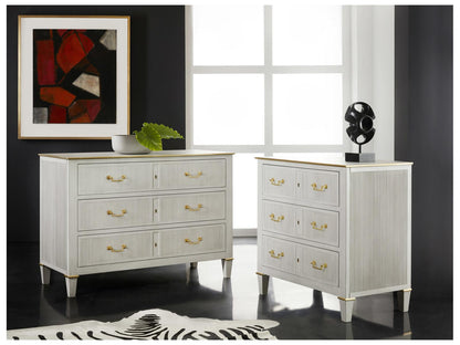 Copenhagen 3-Drawer Nightstand in Gray with Solid Brass Hardware