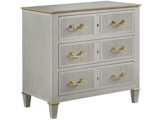 Copenhagen 3-Drawer Nightstand in Gray with Solid Brass Hardware