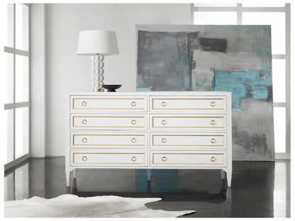 Covington Double Dresser in Antique White with Gold Leaf Detailing