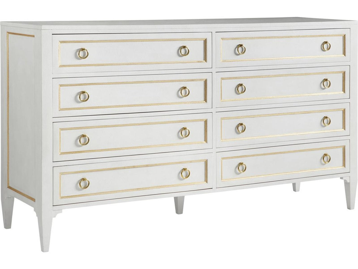 Covington Double Dresser in Antique White with Gold Leaf Detailing