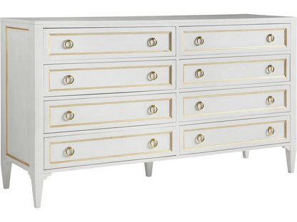 Covington Double Dresser in Antique White with Gold Leaf Detailing