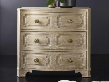 Noelle 3-Drawer Nightstand in Beige Oak with Brass Handles