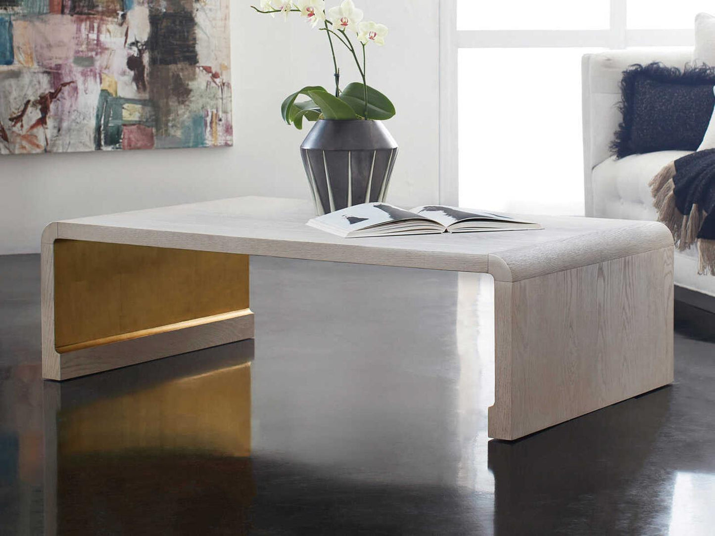 Dambri Rectangular Coffee Table in White Painted Random Oak Veneer