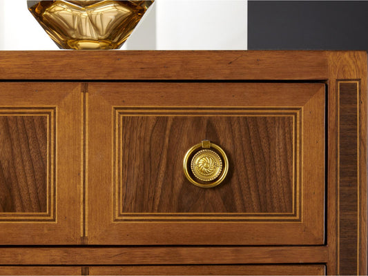 Chambery 3-Drawer Walnut Wood Dresser with Brass Hardware