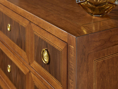Chambery 3-Drawer Walnut Wood Dresser with Brass Hardware