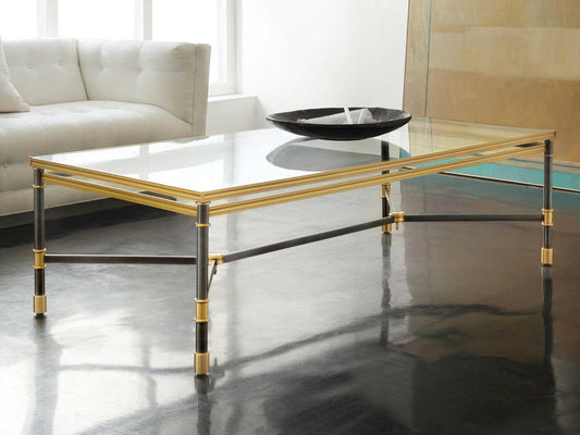 Seville Rectangular Glass Coffee Table with Brass Frame