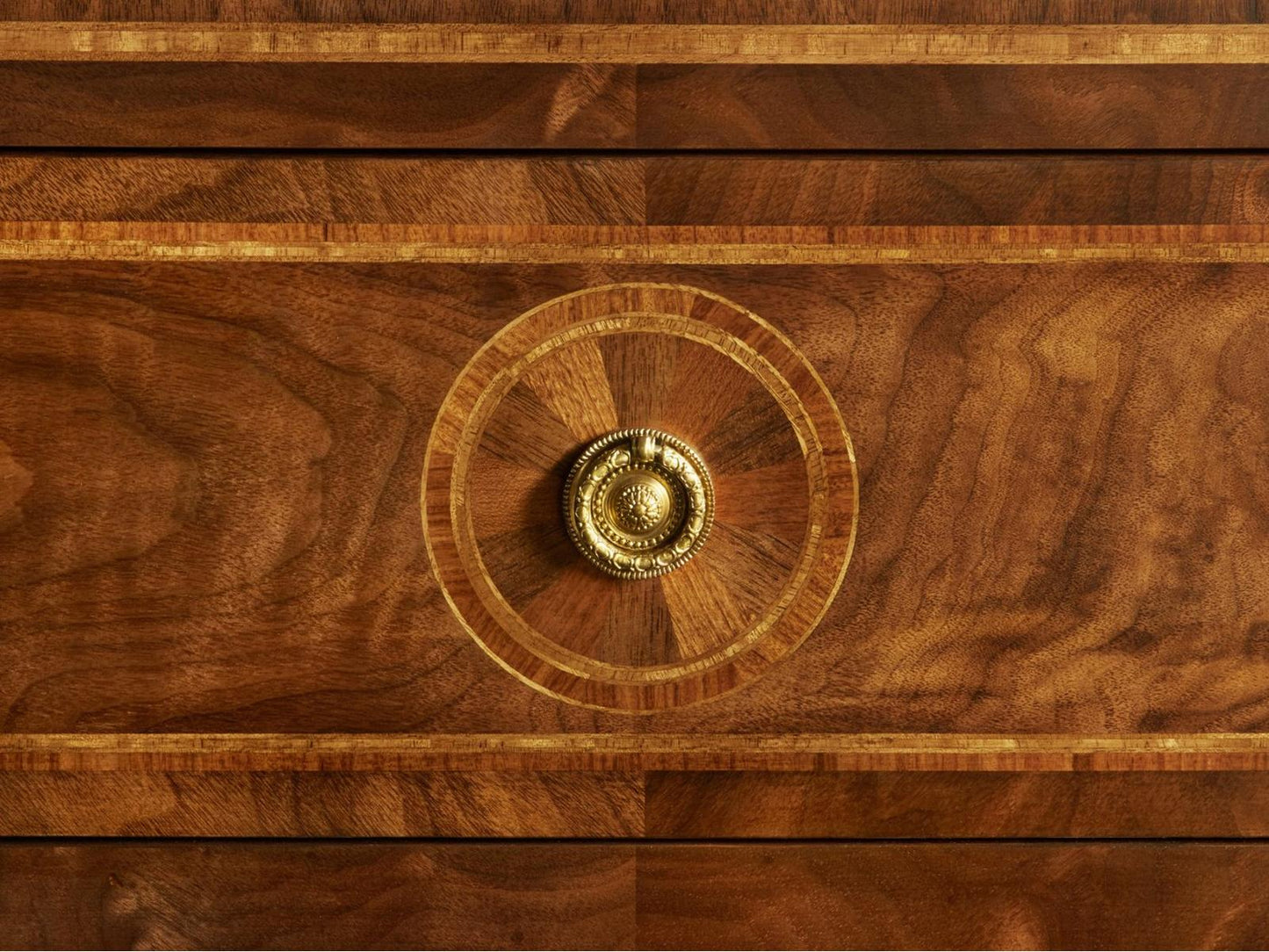 Parma 2-Drawer Walnut Nightstand with Brass Hardware