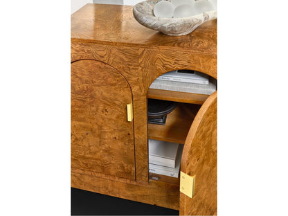Arches 81-Inch Burlwood Brass Sideboard