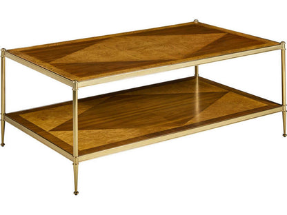 Oak Burl and Walnut Rectangular Wood Coffee Table