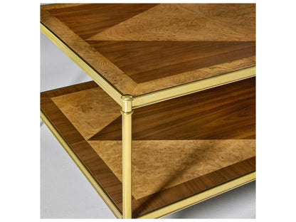 Oak Burl and Walnut Rectangular Wood Coffee Table