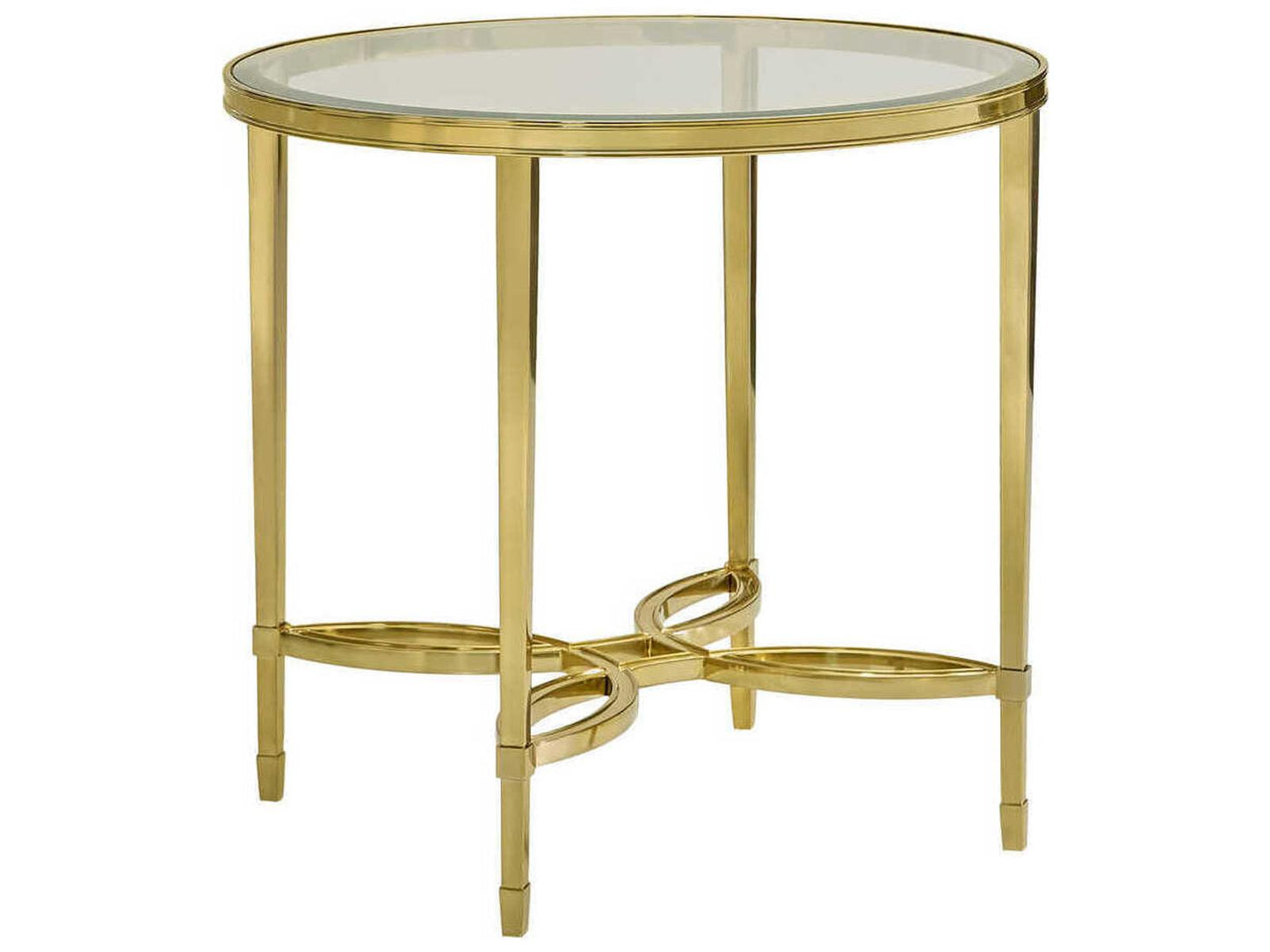 Brielle Round Glass End Table with Polished Brass Frame