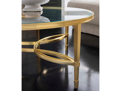 Brielle Round Glass End Table with Polished Brass Frame