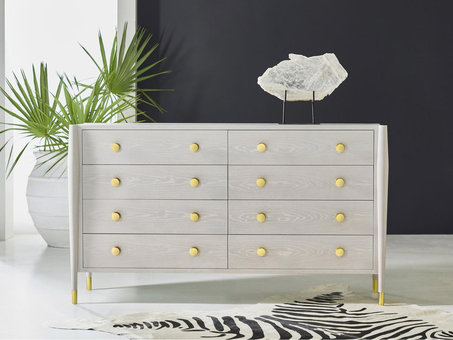 Concourde Gray Double Dresser with Brass Accents