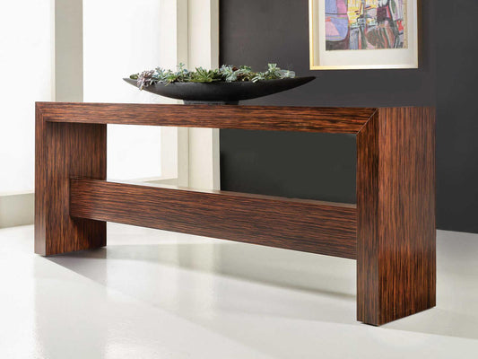 Modena Rectangular Console Table in Zebra Wood Veneer