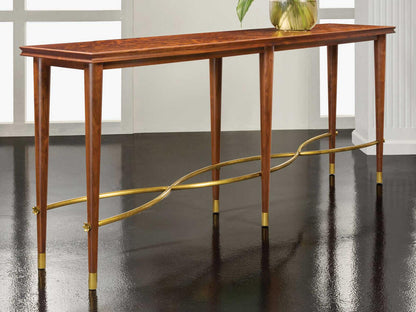 Marchand Rectangular Console Table in Feathered Walnut Veneer