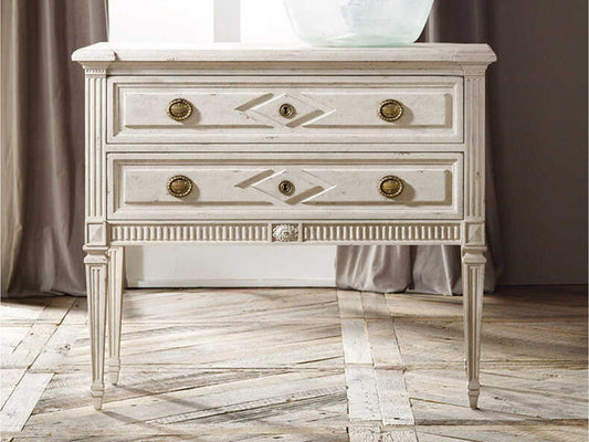 Paris 2-Drawer Nightstand in Antique Painted White Finish