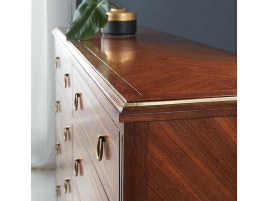 Villeneuve Brown Oak Wood 8-Drawer Double Dresser