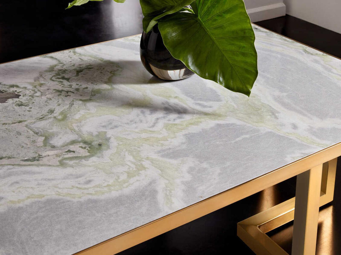 Geometric Rectangular Faux Marble Coffee Table