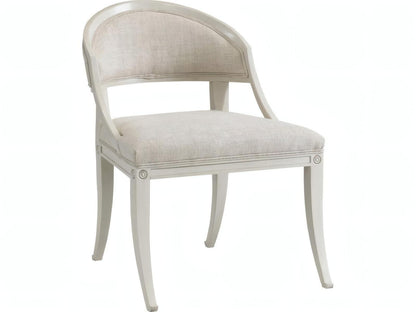 Inese Upholstered Armless Dining Side Chair with Exposed Wood Frame