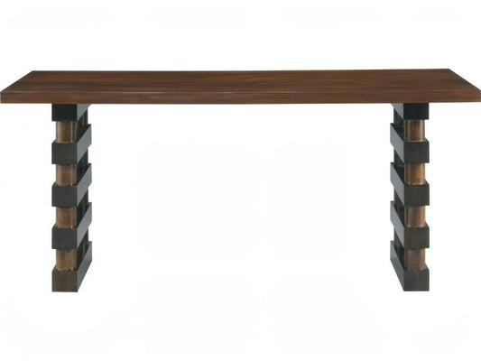Colefax Rectangular Wood Console Table Two-Tone Finish