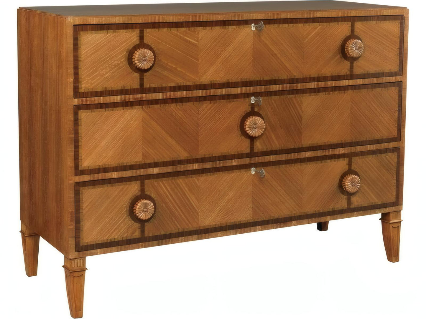 Exotic 3-Drawer Mahogany and Rosewood Dresser in Brown
