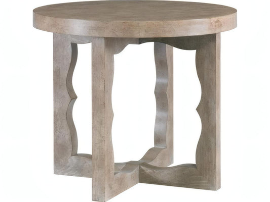 Cyma Round Wood End Table with Sculptural Base